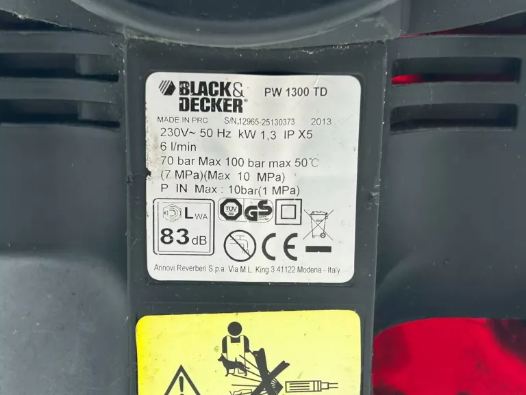 MYJKA CIŚNIENIOWA BLACK DECKER PW1300TD 1300 W 100 BAR