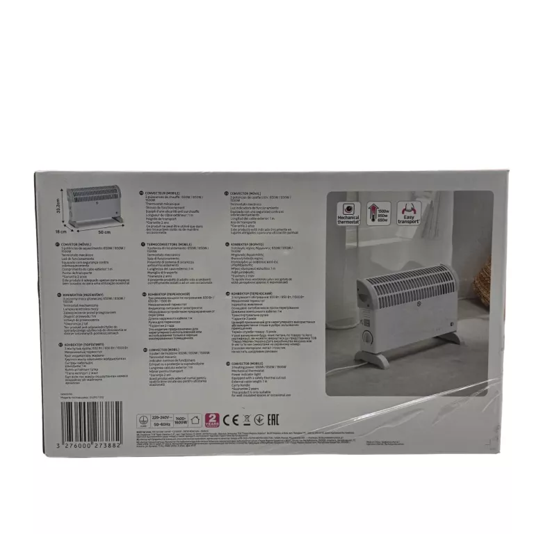 GRZEJNIK ELEKTRYCZNY KONWEKTOROWY TERMOSTAT 1500W EQUATION