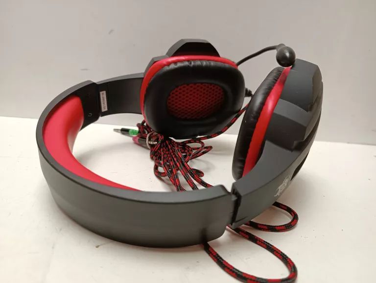 SŁUCHAWKI GAMINGOWE NAUSZNE Z MIKROFONEM GRACZ KABEL OPLOT 2.4M MINI-JACK
