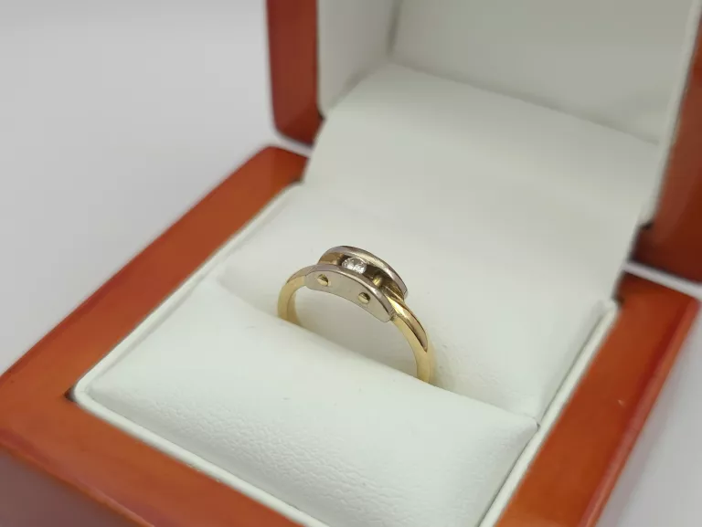 ZŁOTY PIERŚCIONEK Z BRYLANTEM 0,06CT - 585 14K R.9 3,17G