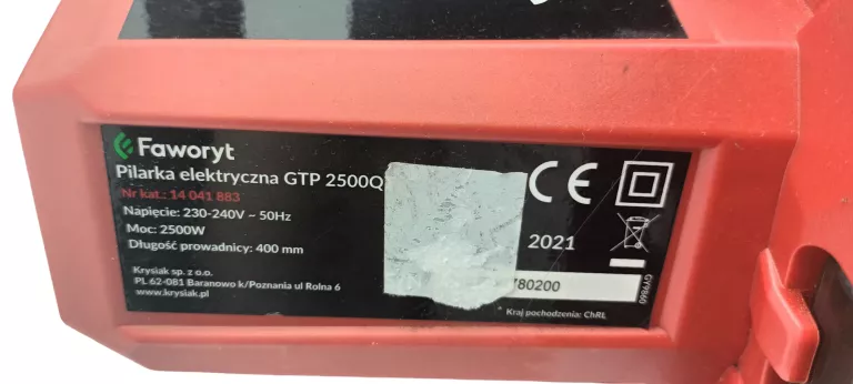 PILARKA ELEKTRYCZNA FAWORYT 2500W/40CM GTP 2500QT 2021