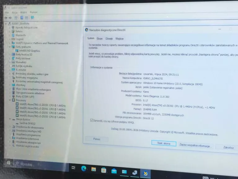 KIANO ELEGANCE 11.6 2GBRAM/INTEL ATOM/32 GB SSD OPIS!!