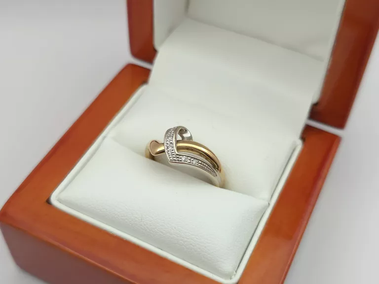 ZŁOTY PIERŚCIONEK Z DIAMENTAMI 0,03CT - 585 14K R,11 2,45G