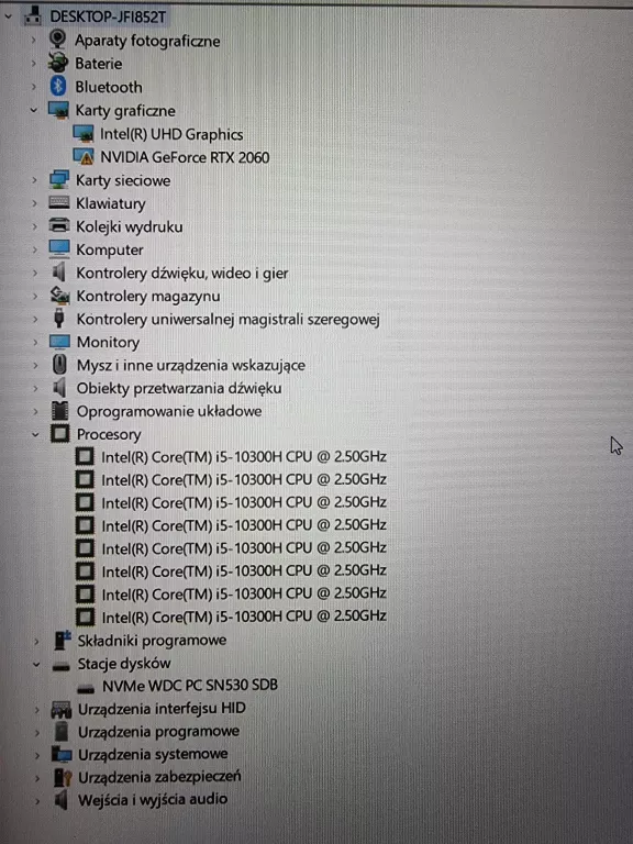ACER NITRO 5 N20C1 I5 8/512GB KARTA GRAFICZNA POKAZUJE BŁAD