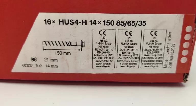 KOTWA WKRĘCANA HILTI HUS4-H 14X150 MM 85/65/35 16 SZT.