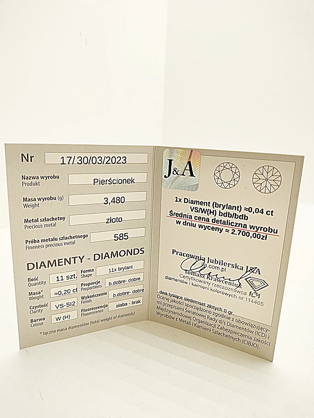 olsniewajacy-zloty-pierscionek-z-brylantem-022ct-ean-gtin-5905868206142