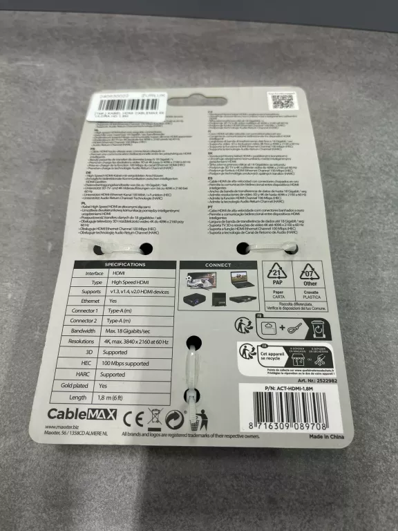 kabel-hdmi-cablemax-4k-uldra-hd-18m-stan-uzywany