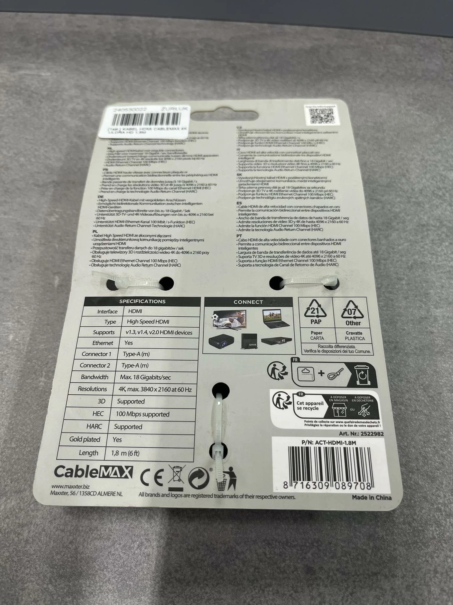 kabel-hdmi-cablemax-4k-uldra-hd-18m-stan-uzywany