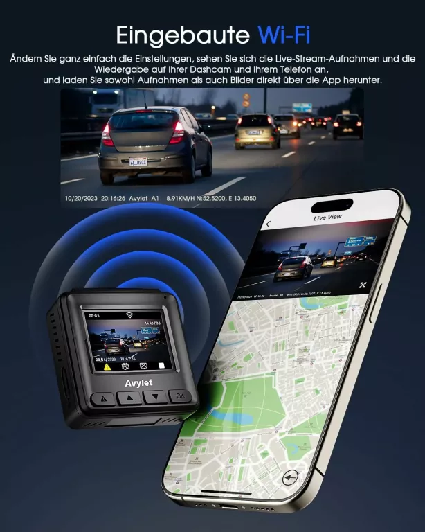 WIDEOREJESTRATOR AVYLET MODEL A1 GPS WIFI 2K 1.5" IPS NIGHT VISION