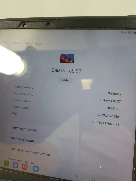 TABLET SAMSUNG GALAXY TAB S7 ETUI RYSIK