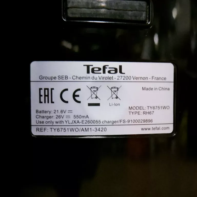 ODKURZACZ PIONOWY TEFAL TY6751WO