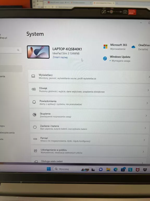 LAPTOP LENOVO IDEAPAD SLIM 3 15AMN8/PUDEŁKO