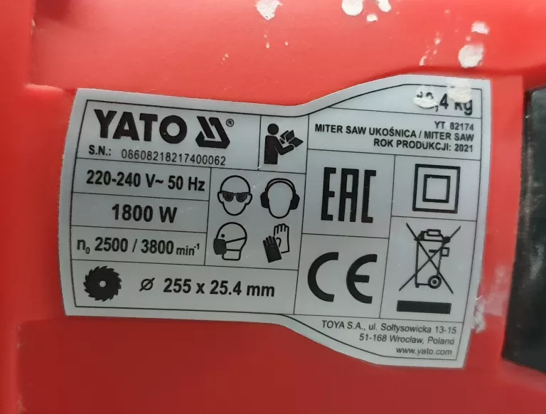UKOŚNICA YATO 82174 1800W ROK PRODUKCJI 2021