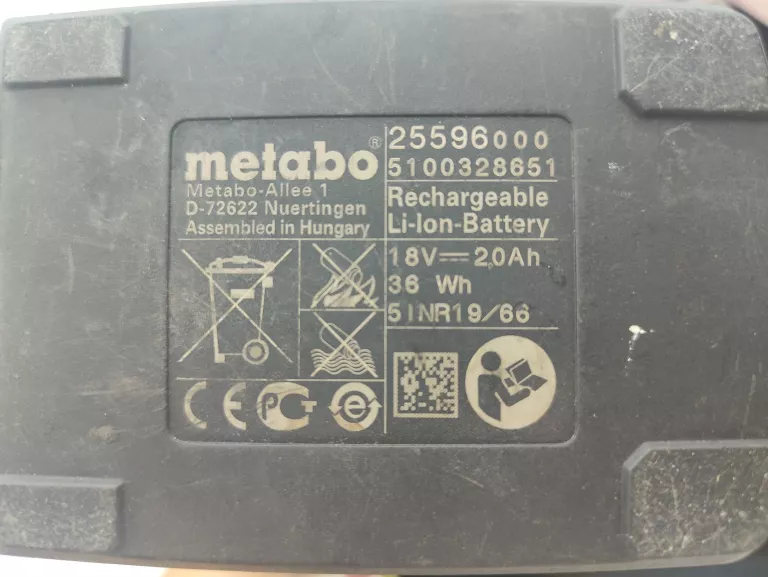 WKRĘTARKA METABO + AKUMULATOR+ ŁADOWARKA