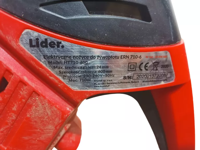 ELEKTRYCZNE NOŻYCE OGRODNICZE LIDER ERN 710-6