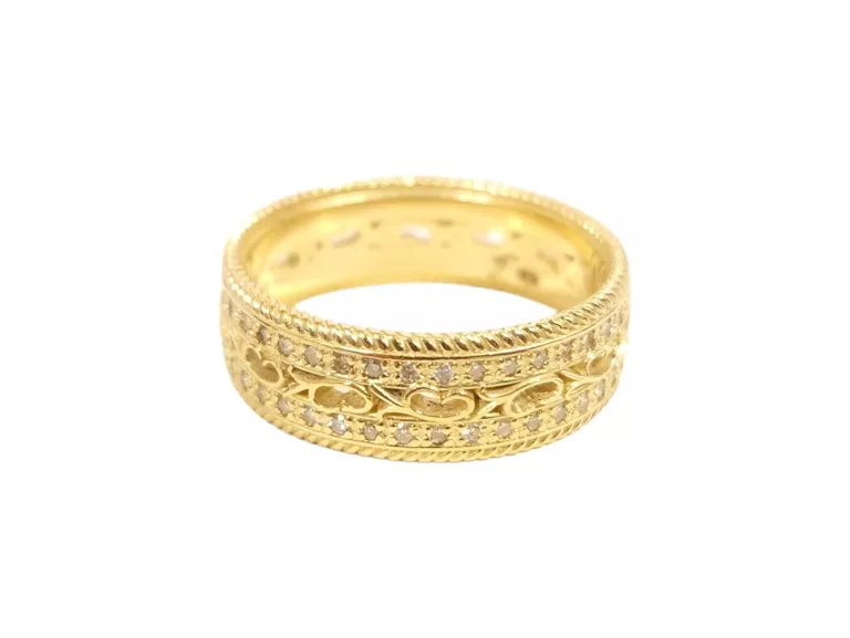 ZŁOTA OBRĄCZKA PIERŚCIONEK Z BRYLANTAMI 4,61G 585 14K 0,40CT R15