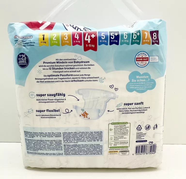 PIELUCHOMAJTKI BABYDREAM PREMIUM ROZMIAR 4+ (9-15KG) 36 SZT.