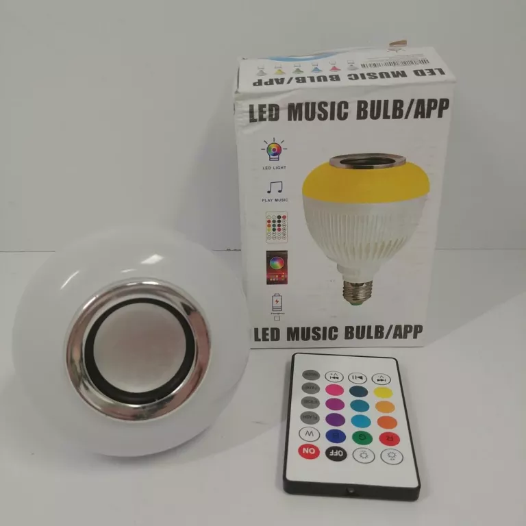 ŻARÓWKA LED E27 RGB Z GŁOŚNIKIEM BLUETOOTH + PILOT