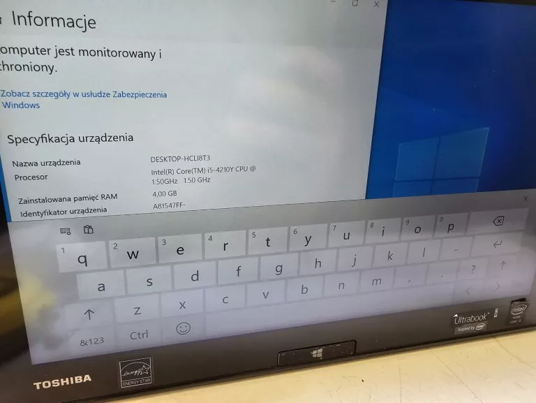 LAPTOP TOSHIBA PORTEGE Z10T I5-4GEN 4/128 GB SSD RYSIK DOTYK