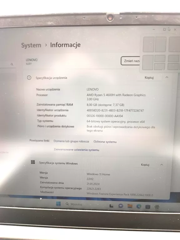 LAPTOP LENOVO IDEAPAD GAMING 3 15ARH05
