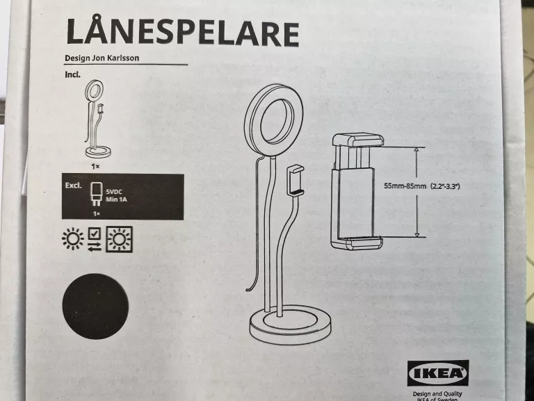 LAMPA PIERŚCIENIOWA IKEA LANESPELARE KOMPLET
