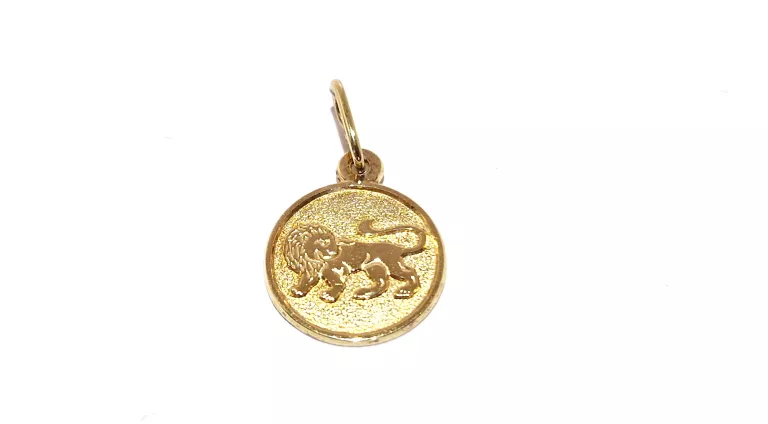 ZŁOTY MEDALIK ZAWIESZKA LEW ZNAK ZODIAKU PR585 0,94G ŚR.1.1CM