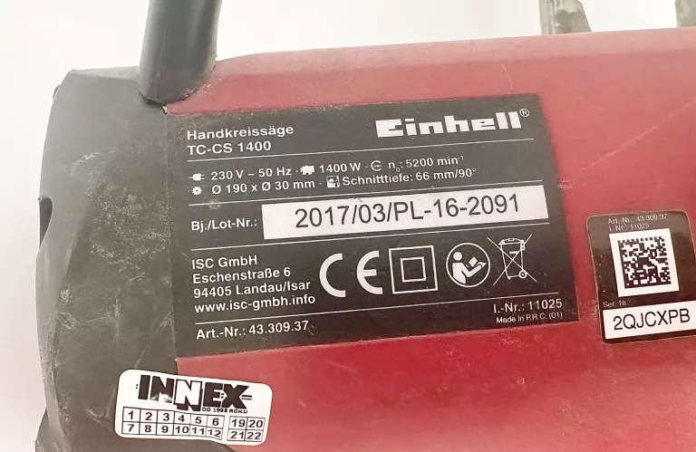 PILARKA TARCZOWA EINHELL TC-CS 1400