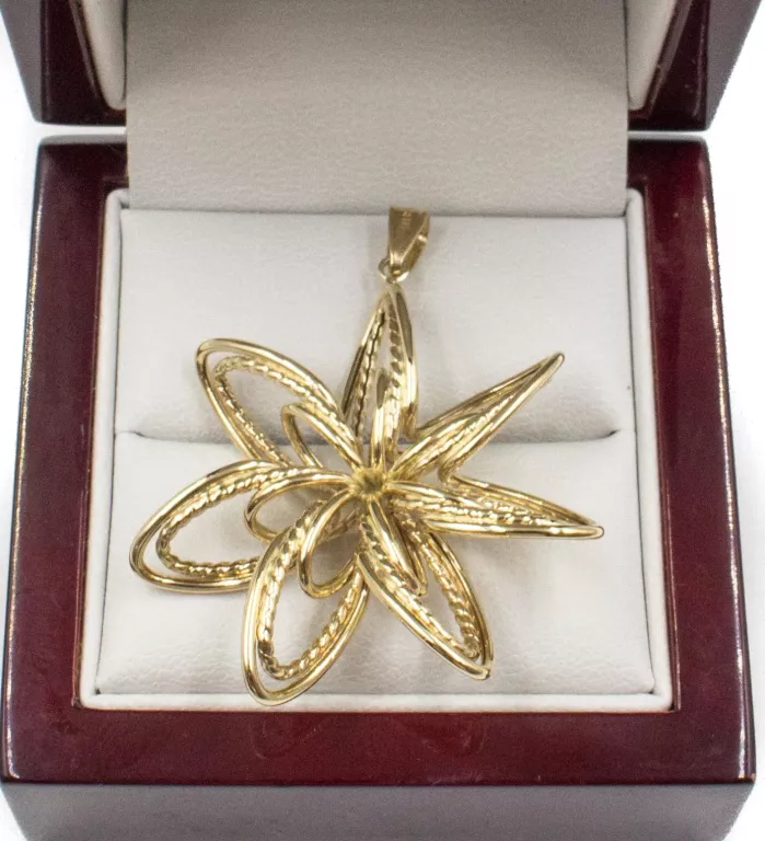 DUŻA ZŁOTA ZAWIESZKA KWIAT  4X4 CM 14K W.3,58G.