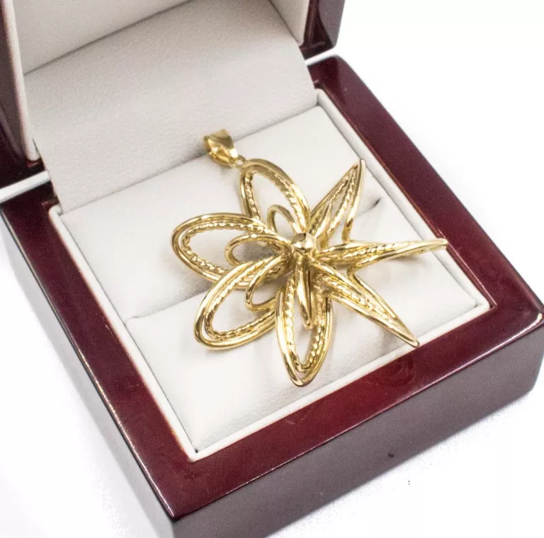 DUŻA ZŁOTA ZAWIESZKA KWIAT  4X4 CM 14K W.3,58G.