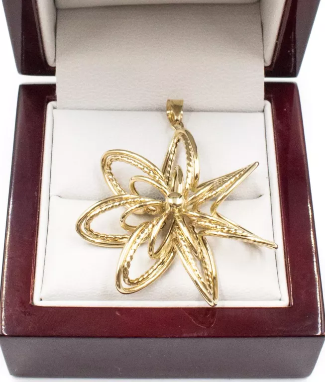 DUŻA ZŁOTA ZAWIESZKA KWIAT  4X4 CM 14K W.3,58G.