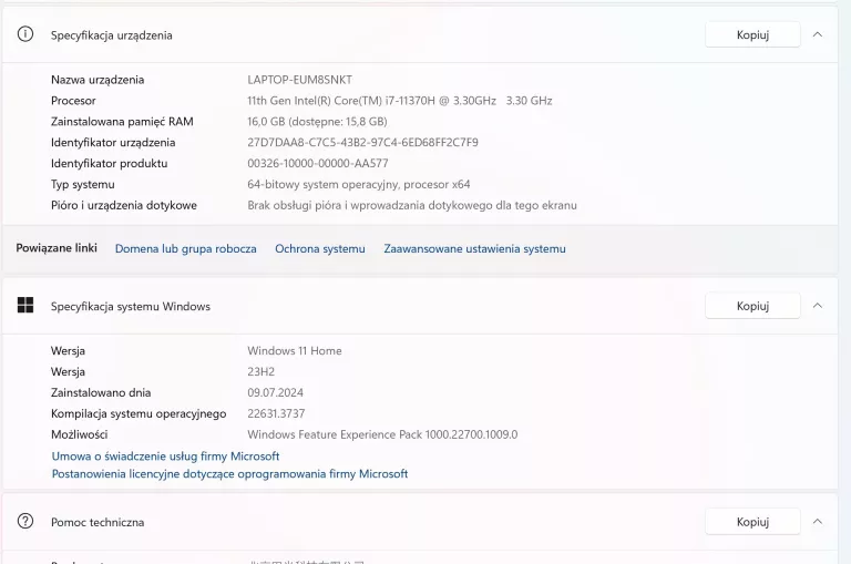 XIAOMI REDMIBOOK PRO 15 [ I7 11370H 16GB/512GB/MX450 ] BRAK ŁADOWARKI