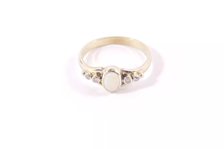 PIĘKNY ZŁOTY PIERŚCIONEK OPAL BRYLANTY 585 2,29G R. 13