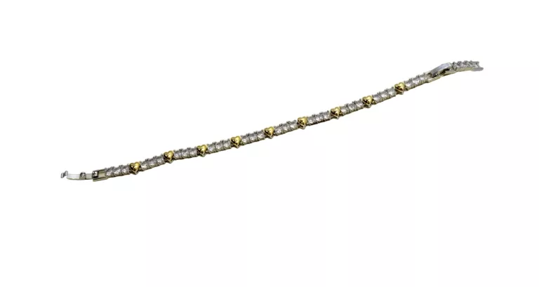 BRANSOLETKA 316L STAL CHIRURGICZNA ZŁOTO-SREBRNA SEGMENTY SERCA D:19CM