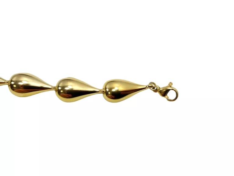 BRANSOLETKA 316L STAL CHIRURGICZNA POZŁACANA 9 DUŻYCH KROPLI D:21CM