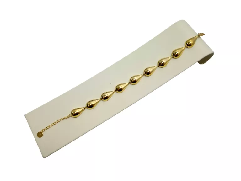 BRANSOLETKA 316L STAL CHIRURGICZNA POZŁACANA 9 DUŻYCH KROPLI D:21CM