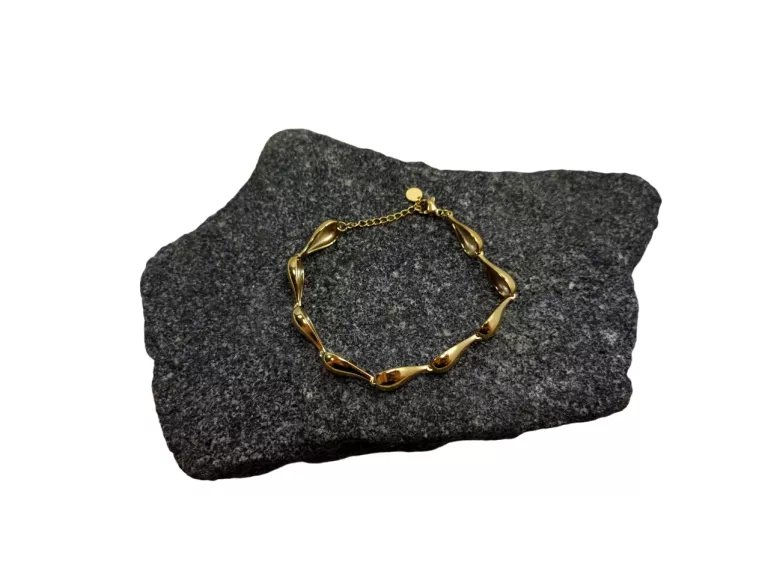 BRANSOLETKA 316L STAL CHIRURGICZNA POZŁACANA 9 DUŻYCH KROPLI D:21CM