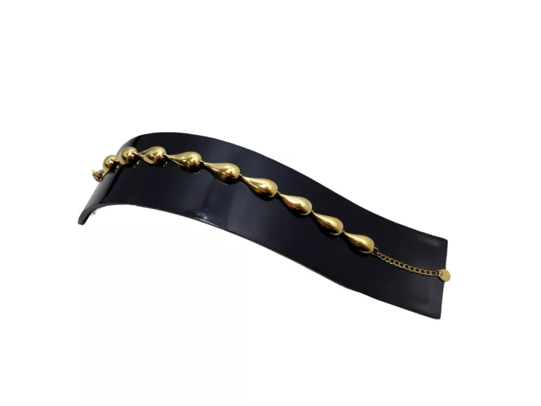 BRANSOLETKA 316L STAL CHIRURGICZNA POZŁACANA 9 DUŻYCH KROPLI D:21CM