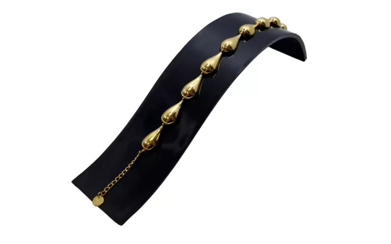 BRANSOLETKA 316L STAL CHIRURGICZNA POZŁACANA 9 DUŻYCH KROPLI D:21CM