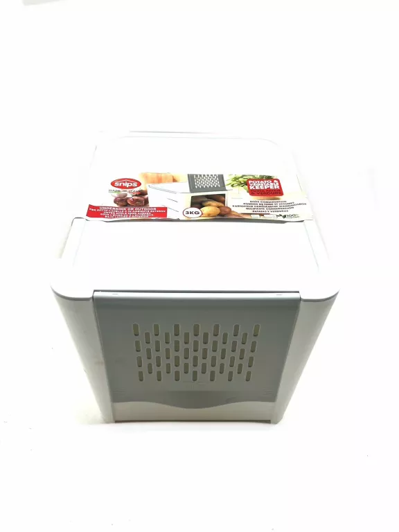 POJEMNIK NA ZIEMNIAKI WARZYWA 3KG BIAŁY SZARY