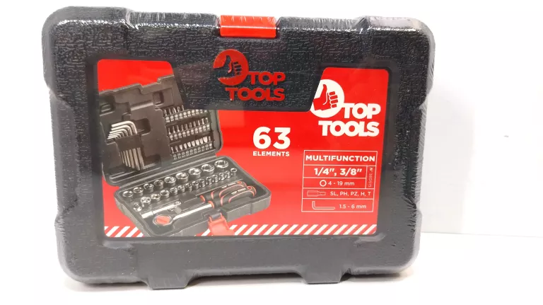 ZESTAW KLUCZY NASADOWYCH 1/4", 3/8", 63 SZT. 38D515 TOP TOOLS