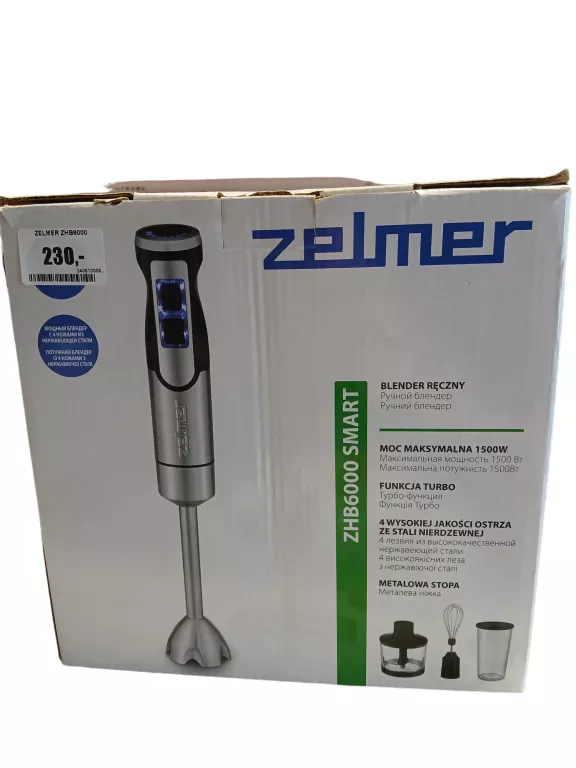 BLENDER RĘCZNY ZELMER ZHB6000 1500W TURBO ROZDRABNIACZ TRZEPACZKA
