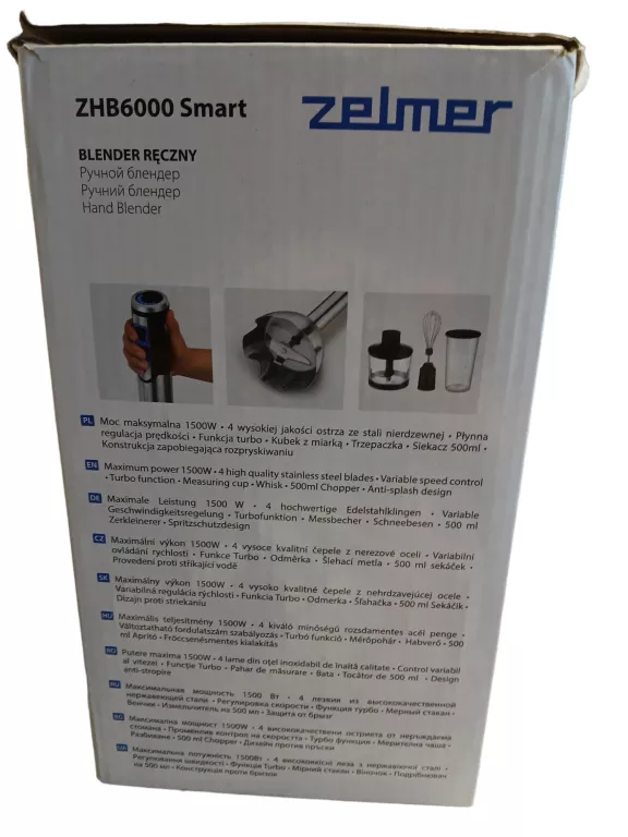 BLENDER RĘCZNY ZELMER ZHB6000 1500W TURBO ROZDRABNIACZ TRZEPACZKA