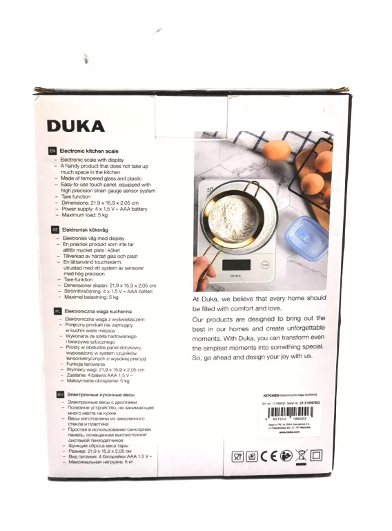 ELEKTRONICZNA WAGA KUCHENNA DUKA 5KG