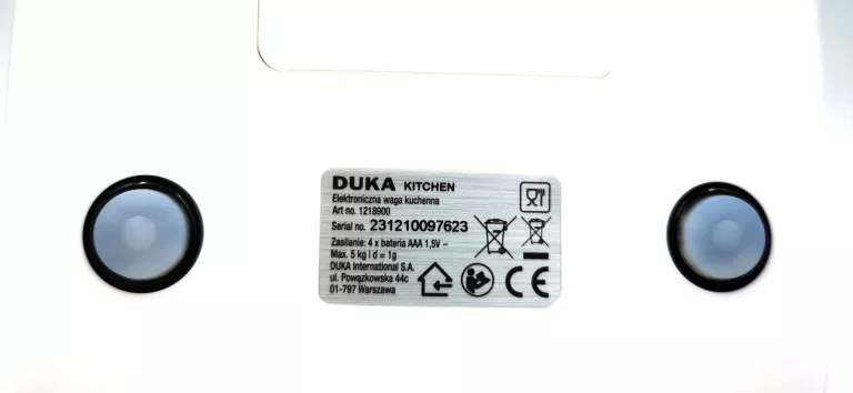 ELEKTRONICZNA WAGA KUCHENNA DUKA 5KG