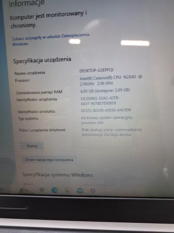 LAPTOP LENOVO IDEAPAD 100-15IBY 15,6 " INTEL CELERON N 4 GB / 500 GB