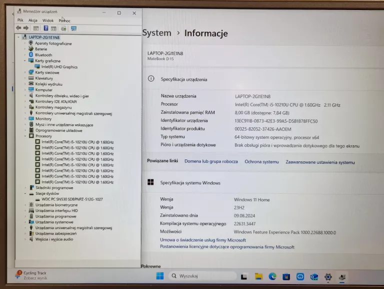 LAPTOP HUAWEI MATEBOOK D15 I5-10210U 8GB 512GB SSD W11H | BOB-WAH9