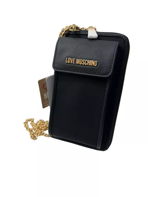 PORTFEL NA ŁAŃCUSZKU LOVE MOSCHINO CZARNY / Z METKĄ