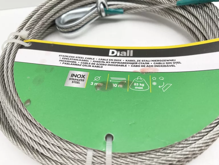 LINA STALOWA DIALL NIERDZEWNA 3 MM X 10 M + KAUSZA DO LIN DIALL 3 MM 2 SZT