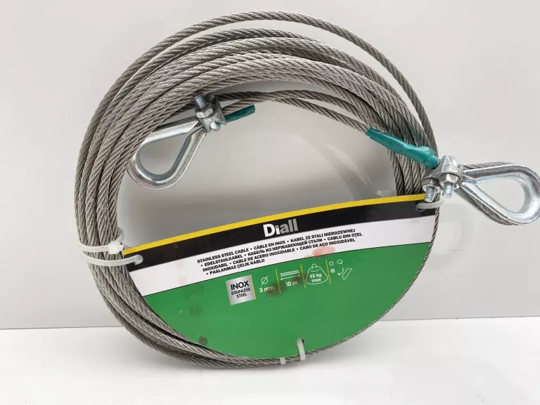 LINA STALOWA DIALL NIERDZEWNA 3 MM X 10 M + KAUSZA DO LIN DIALL 3 MM 2 SZT
