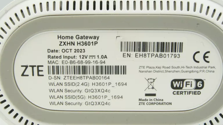 EXTENDER WZMACNIACZ WIFI ZTE ZXHN H3601P WIFI 6 AX3000, 2X GE